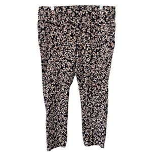 Skye's The Limit Womens 12P Floral Pull On Pants Black Cottagecore Pockets
